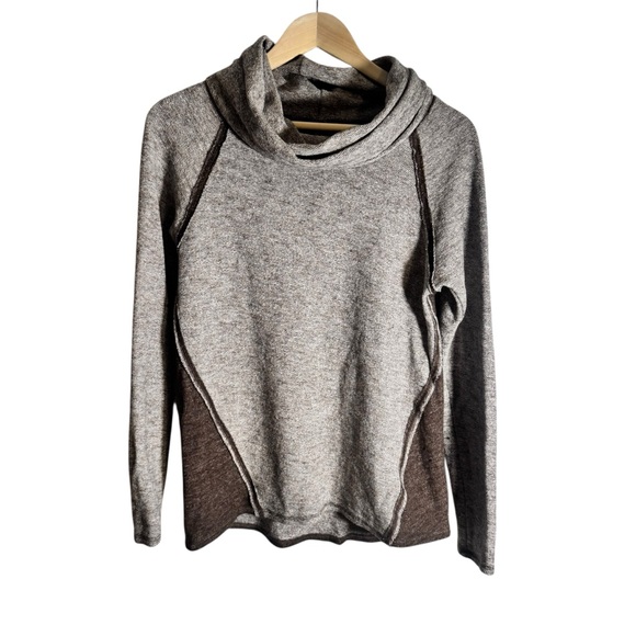 Kuhl Nova Women's Sweatshirt Pullover Cowl Neck Heathered Grey Brown Wool Medium - Picture 3 of 6